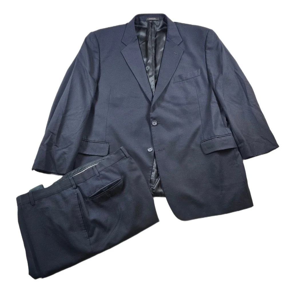 Joseph Abboud Loro Piana Suit Mens 48R 2 Piece Pants 42x27 Navy Blue Wool USA